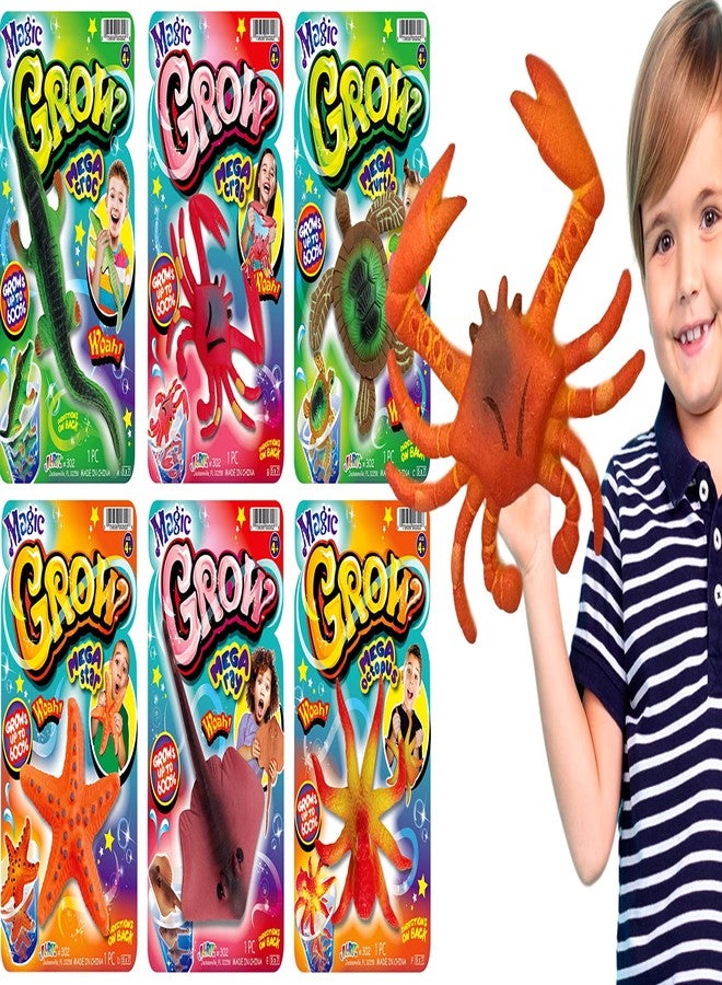 JA-RU Magic Grow Ocean Themed Water Animals (6 Packs Assorted) Beach Life Theme Toys | Bulk Expanding Bath and Pool Toys for Kids & Adults. Sea Creatures Party Toys and Goodie Bags. 302-6p - Image 1
